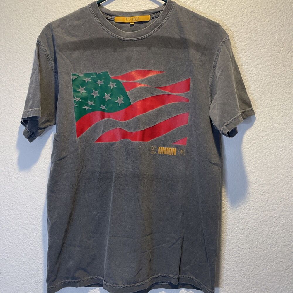 UNION LA BLM Tee Shirt Mens Medium Black History Riot Flag Denim USA Tears Pan